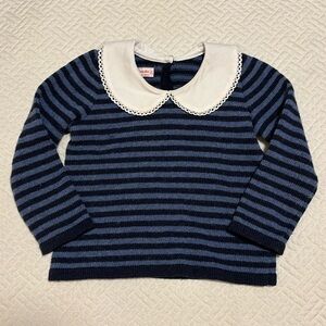 La Coqueta girls’ blue striped sweater with Peter Pan collar
